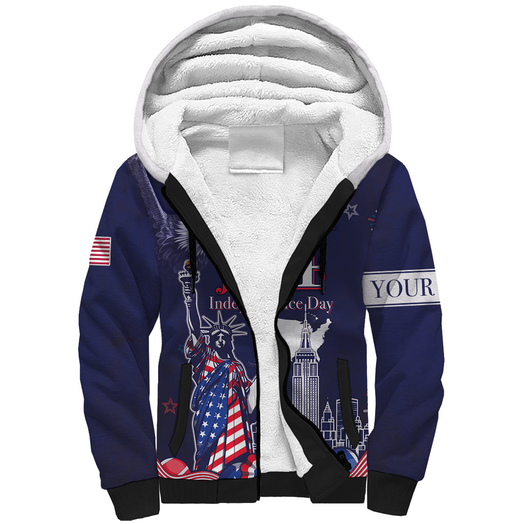 Personalised United States Independence Day Sherpa Hoodie Freedom 4th Of July Navy Version LT05 - Wonder Print Shop