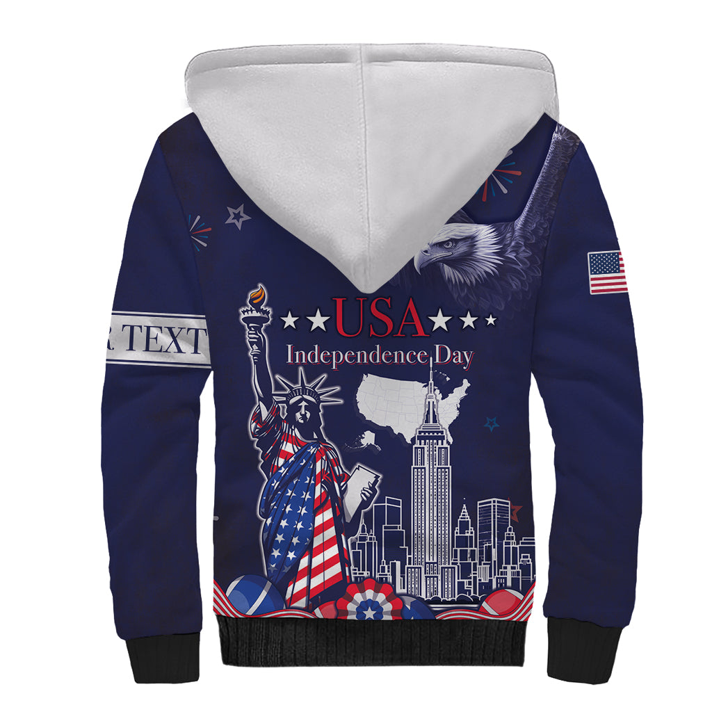 Personalised United States Independence Day Sherpa Hoodie Freedom 4th Of July Navy Version LT05 - Wonder Print Shop