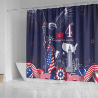 United States Independence Day Shower Curtain Freedom 4th Of July Navy Version