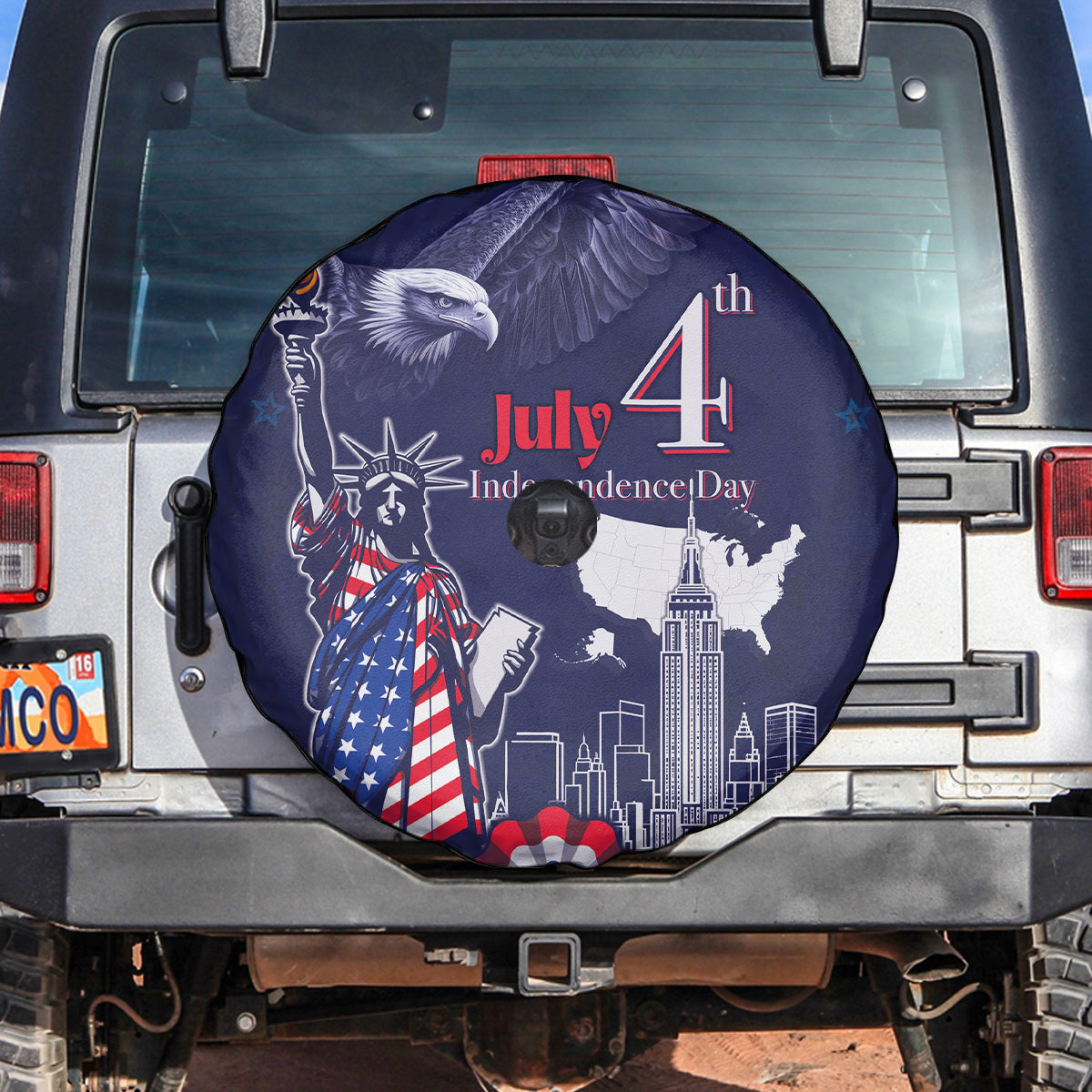 United States Independence Day Spare Tire Cover Freedom 4th Of July Navy Version