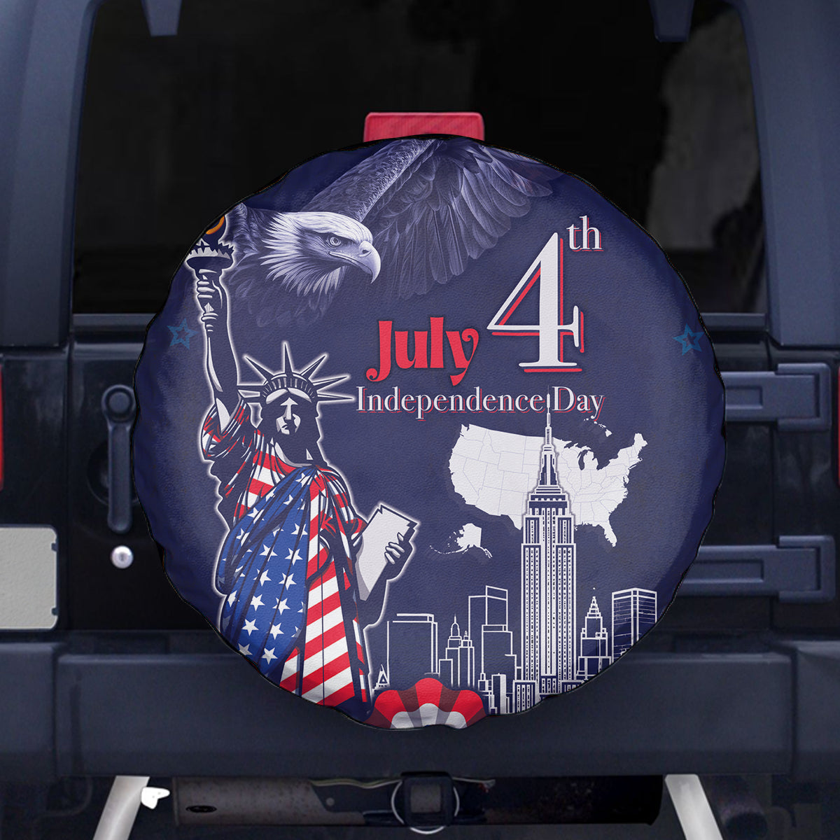 United States Independence Day Spare Tire Cover Freedom 4th Of July Navy Version LT05 - Wonder Print Shop