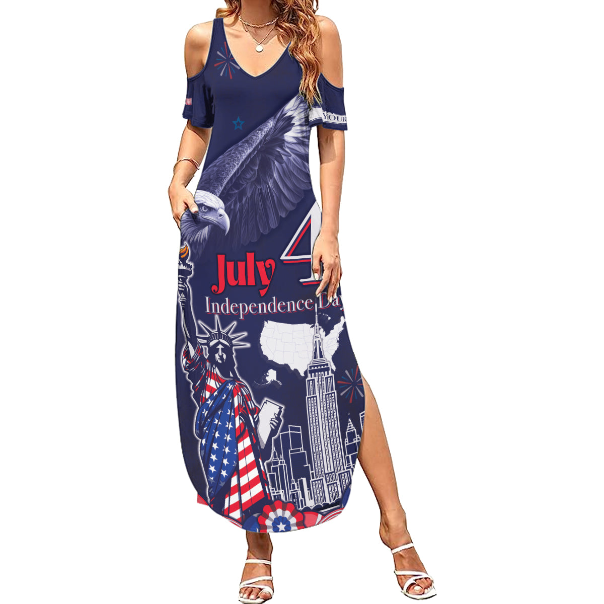 Personalised United States Independence Day Summer Maxi Dress Freedom 4th Of July Navy Version LT05 - Wonder Print Shop