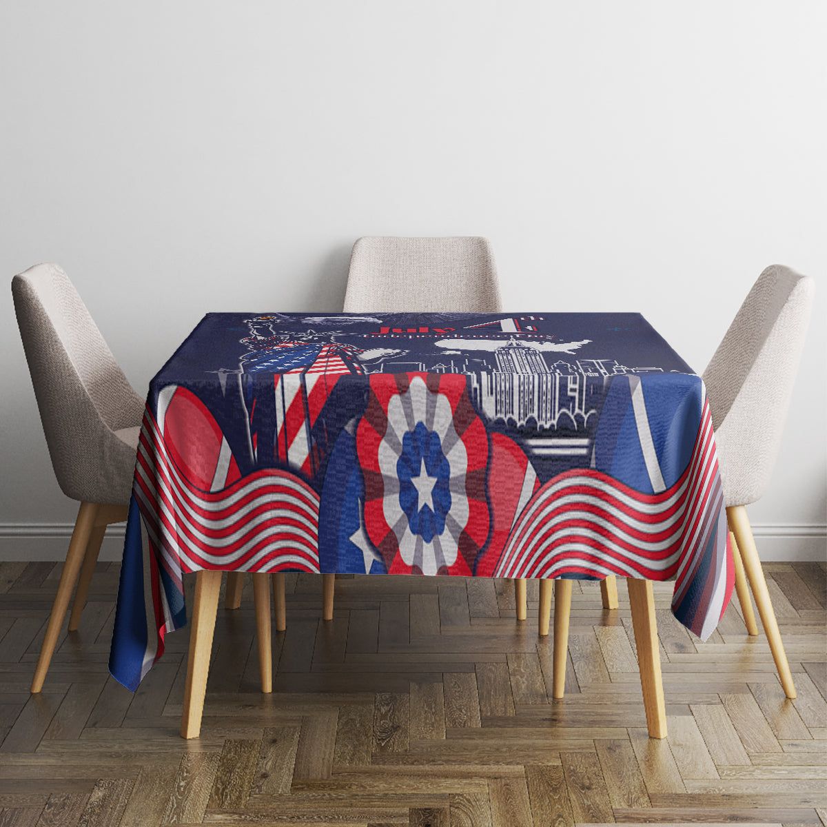 United States Independence Day Tablecloth Freedom 4th Of July Navy Version LT05 - Wonder Print Shop