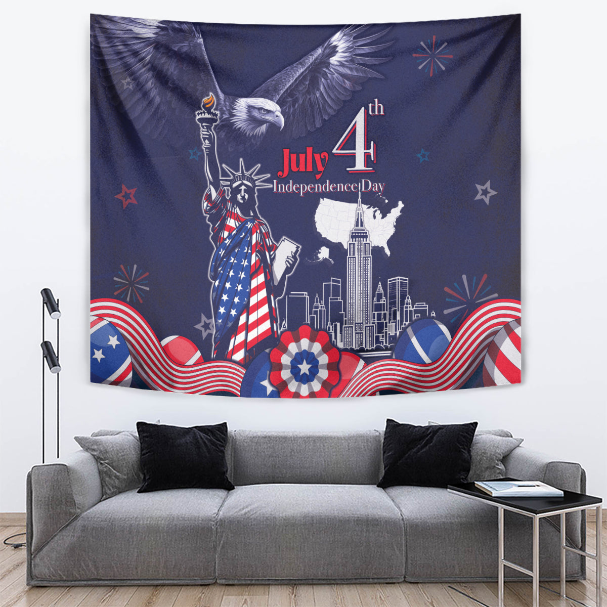 United States Independence Day Tapestry Freedom 4th Of July Navy Version