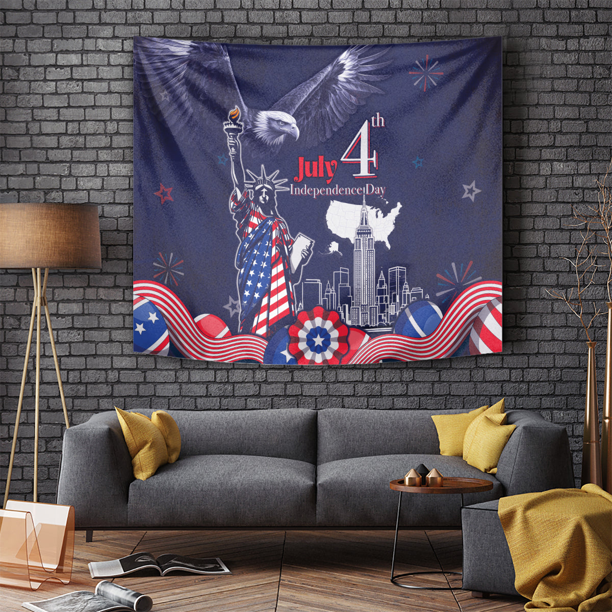 United States Independence Day Tapestry Freedom 4th Of July Navy Version LT05 - Wonder Print Shop