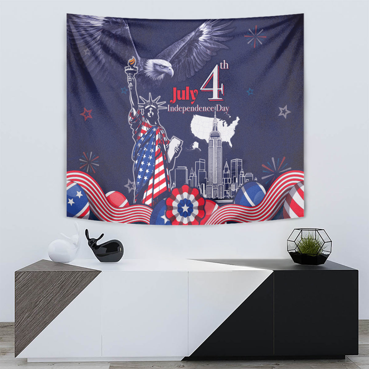 United States Independence Day Tapestry Freedom 4th Of July Navy Version LT05 - Wonder Print Shop