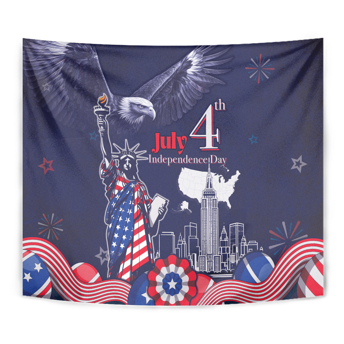 United States Independence Day Tapestry Freedom 4th Of July Navy Version LT05 - Wonder Print Shop