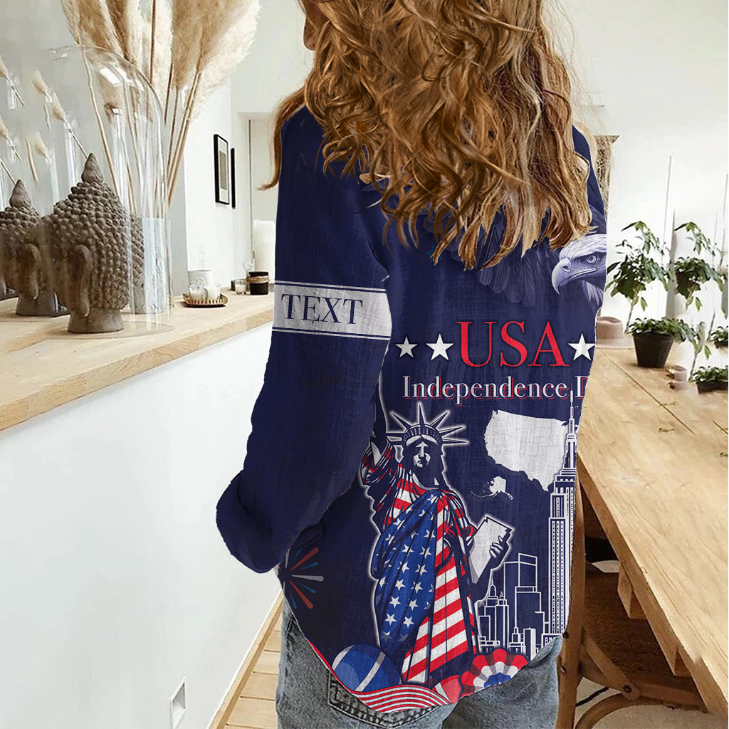 Personalised United States Independence Day Women Casual Shirt Freedom 4th Of July Navy Version LT05 - Wonder Print Shop