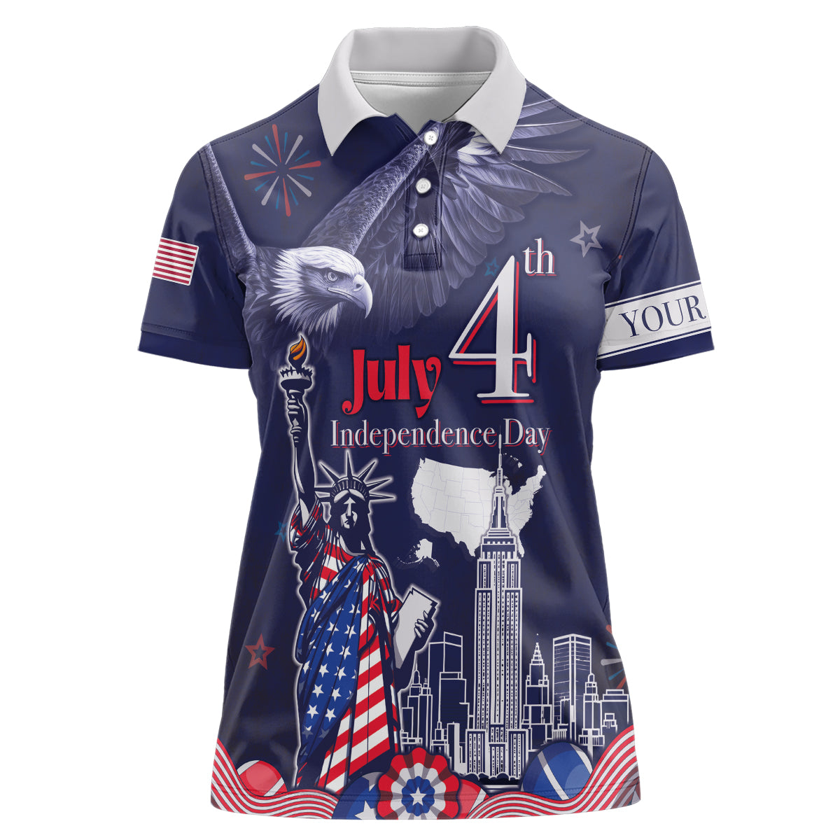 Personalised United States Independence Day Women Polo Shirt Freedom 4th Of July Navy Version LT05 - Wonder Print Shop