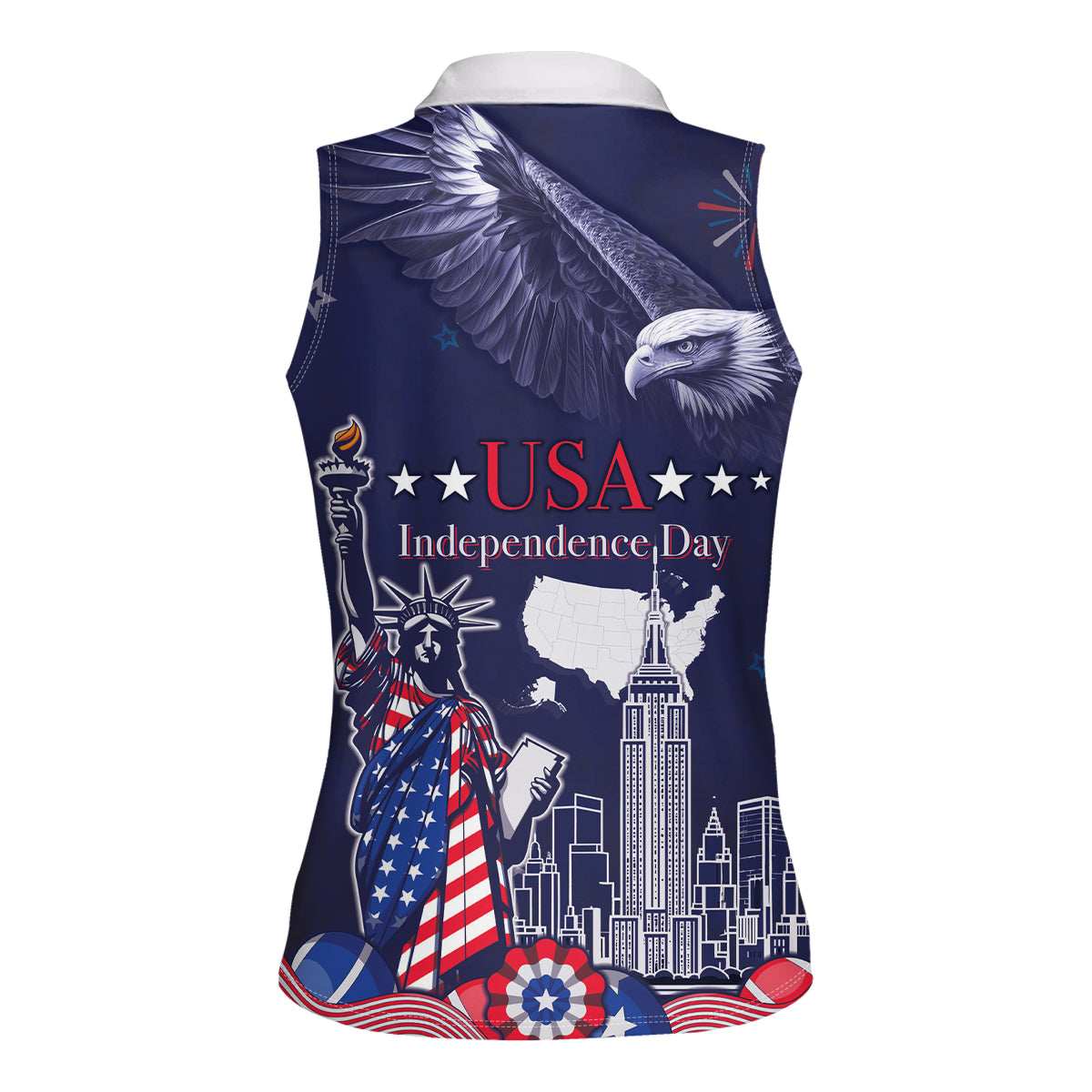 United States Independence Day Women Sleeveless Polo Shirt Freedom 4th Of July Navy Version LT05 - Wonder Print Shop