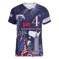 Personalised United States Independence Day Women V-Neck T-Shirt Freedom 4th Of July Navy Version LT05 - Wonder Print Shop