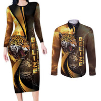 Belize Emancipation Day Couples Matching Long Sleeve Bodycon Dress and Long Sleeve Button Shirt A Nation Proud And Free - Wonder Print Shop