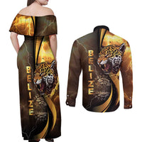 Belize Emancipation Day Couples Matching Off Shoulder Maxi Dress and Long Sleeve Button Shirt A Nation Proud And Free - Wonder Print Shop