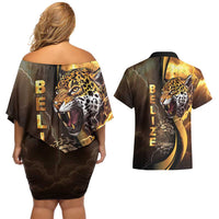 Belize Emancipation Day Couples Matching Off Shoulder Short Dress and Hawaiian Shirt A Nation Proud And Free - Wonder Print Shop