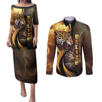 Belize Emancipation Day Couples Matching Puletasi and Long Sleeve Button Shirt A Nation Proud And Free - Wonder Print Shop