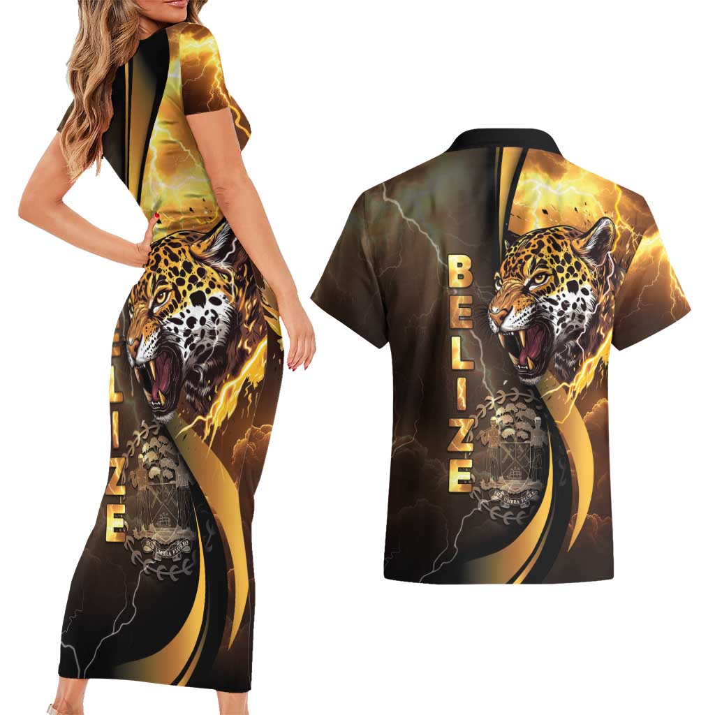 Belize Emancipation Day Couples Matching Short Sleeve Bodycon Dress and Hawaiian Shirt A Nation Proud And Free - Wonder Print Shop