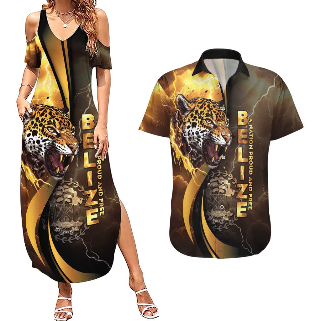 Belize Emancipation Day Couples Matching Summer Maxi Dress and Hawaiian Shirt A Nation Proud And Free - Wonder Print Shop