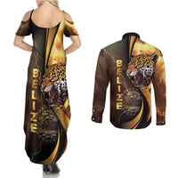 Belize Emancipation Day Couples Matching Summer Maxi Dress and Long Sleeve Button Shirt A Nation Proud And Free - Wonder Print Shop