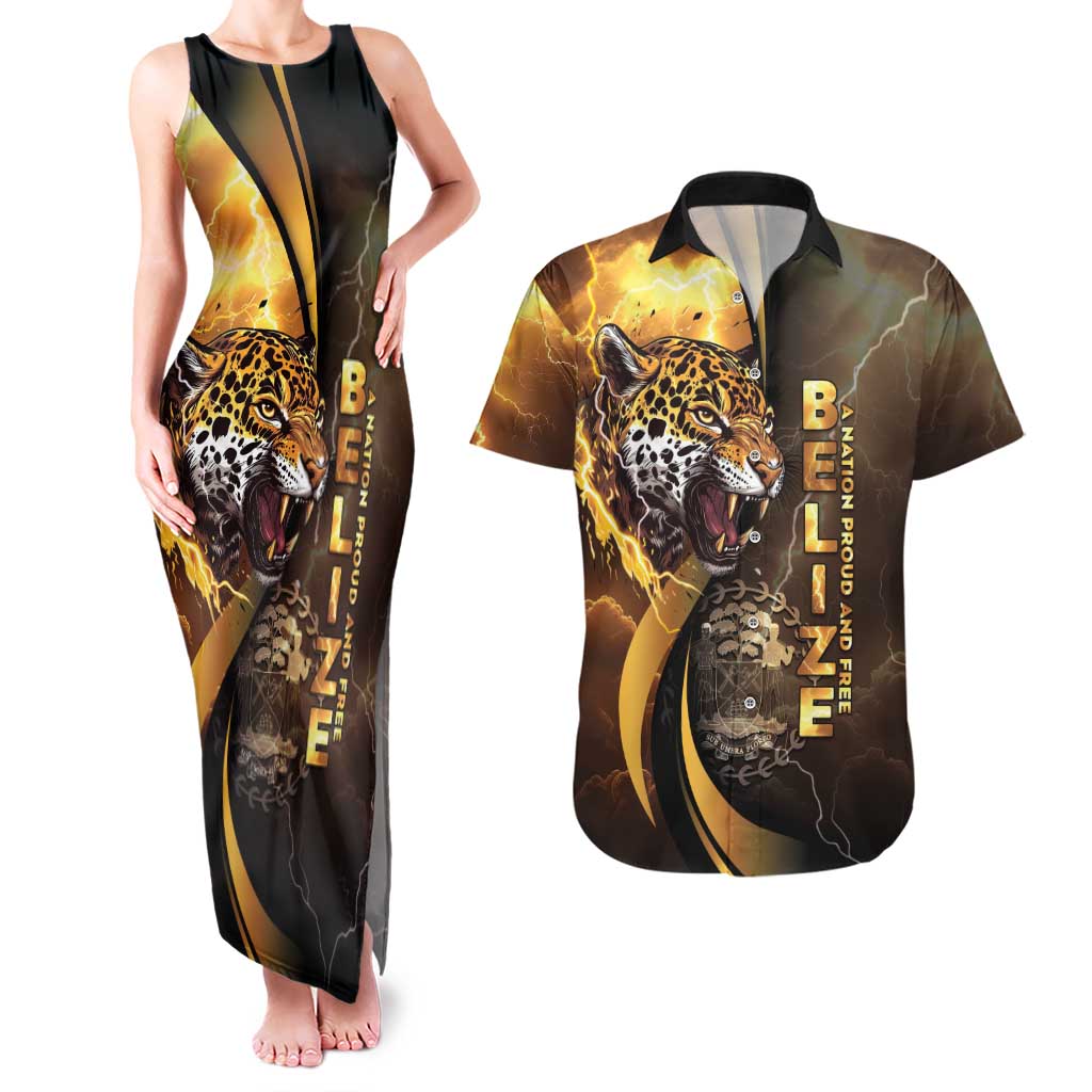 Belize Emancipation Day Couples Matching Tank Maxi Dress and Hawaiian Shirt A Nation Proud And Free - Wonder Print Shop