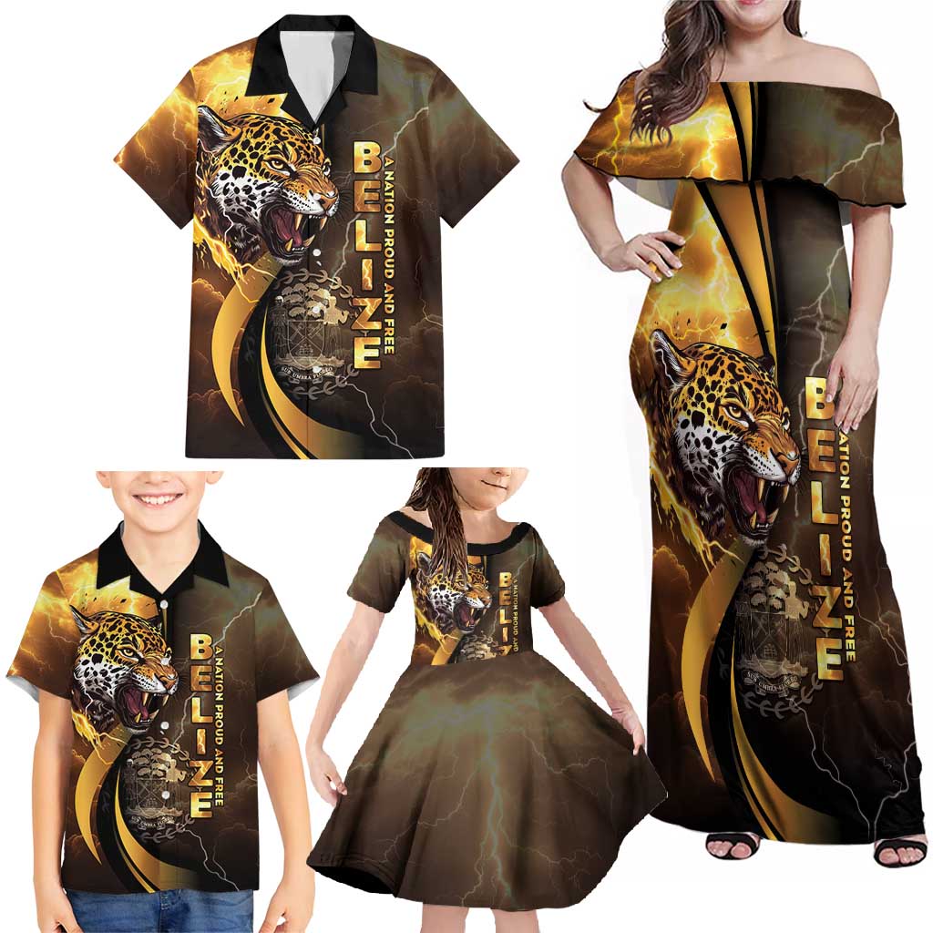 Belize Emancipation Day Family Matching Off Shoulder Maxi Dress and Hawaiian Shirt A Nation Proud And Free - Wonder Print Shop