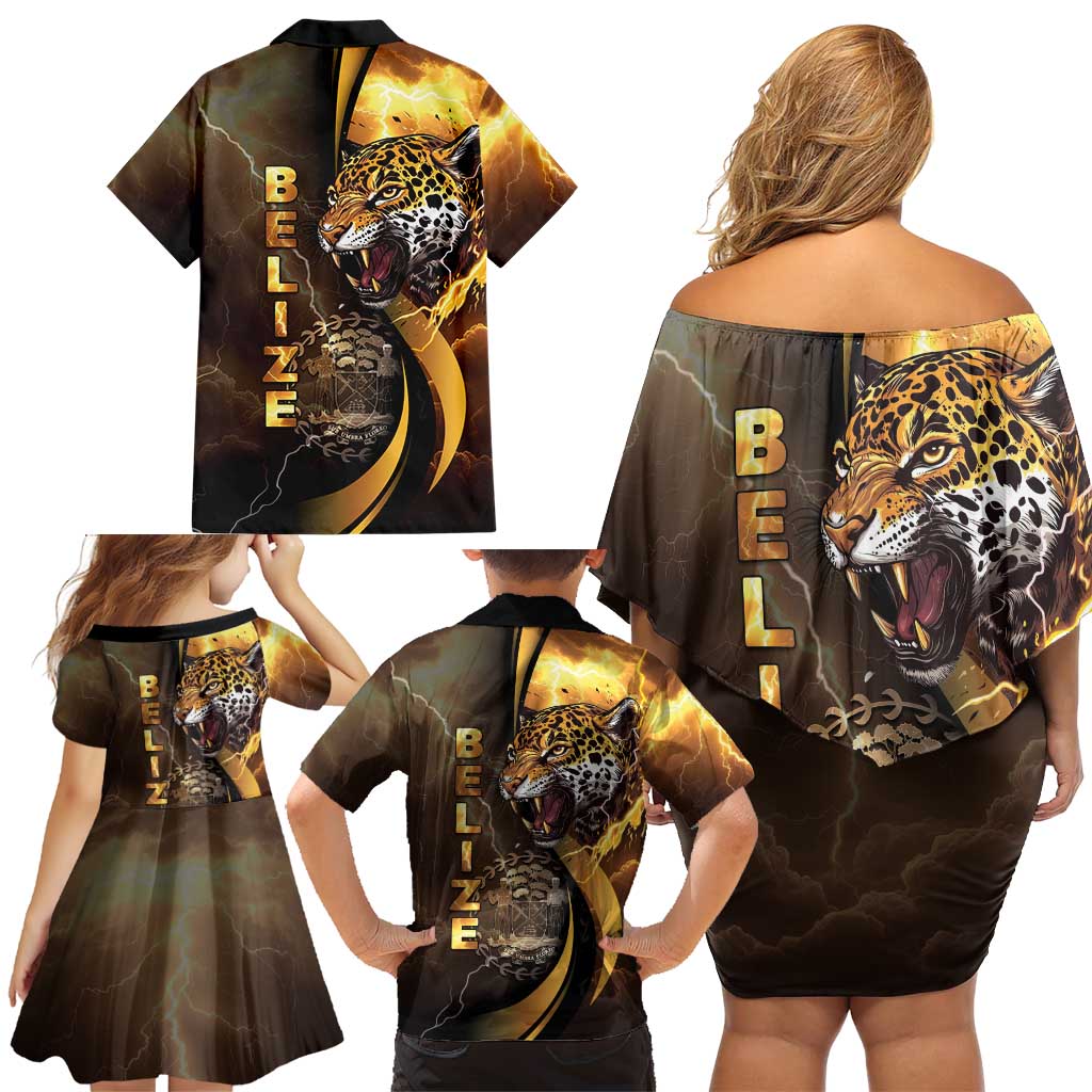 Belize Emancipation Day Family Matching Off Shoulder Short Dress and Hawaiian Shirt A Nation Proud And Free - Wonder Print Shop