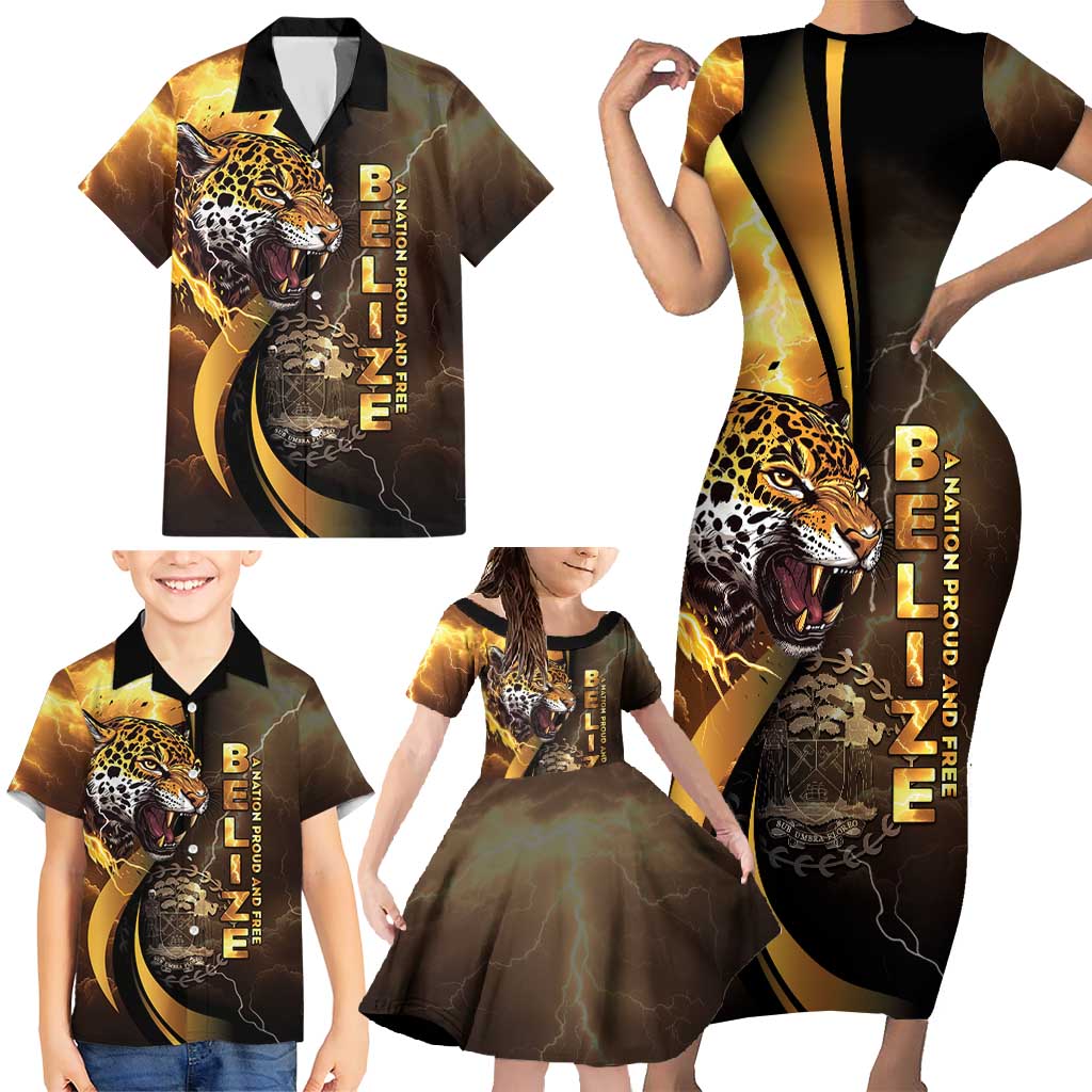 Belize Emancipation Day Family Matching Short Sleeve Bodycon Dress and Hawaiian Shirt A Nation Proud And Free - Wonder Print Shop