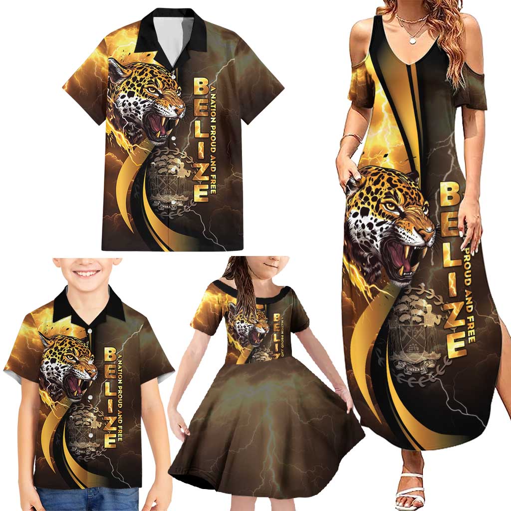 Belize Emancipation Day Family Matching Summer Maxi Dress and Hawaiian Shirt A Nation Proud And Free - Wonder Print Shop