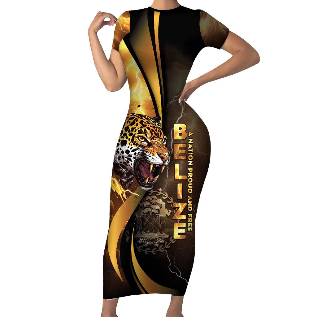Belize Emancipation Day Short Sleeve Bodycon Dress A Nation Proud And Free - Wonder Print Shop