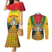 Guyana Emancipation Day Couples Matching Mermaid Dress and Long Sleeve Button Shirt Guyanese And Pride - Wonder Print Shop