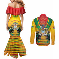 Guyana Emancipation Day Couples Matching Mermaid Dress and Long Sleeve Button Shirt Guyanese And Pride - Wonder Print Shop