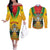 Guyana Emancipation Day Couples Matching Off The Shoulder Long Sleeve Dress and Long Sleeve Button Shirt Guyanese And Pride - Wonder Print Shop