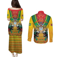 Guyana Emancipation Day Couples Matching Puletasi and Long Sleeve Button Shirt Guyanese And Pride - Wonder Print Shop