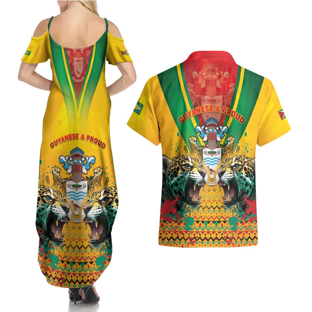 Guyana Emancipation Day Couples Matching Summer Maxi Dress and Hawaiian Shirt Guyanese And Pride - Wonder Print Shop
