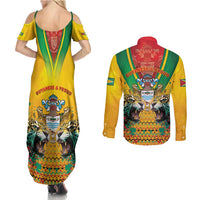 Guyana Emancipation Day Couples Matching Summer Maxi Dress and Long Sleeve Button Shirt Guyanese And Pride - Wonder Print Shop
