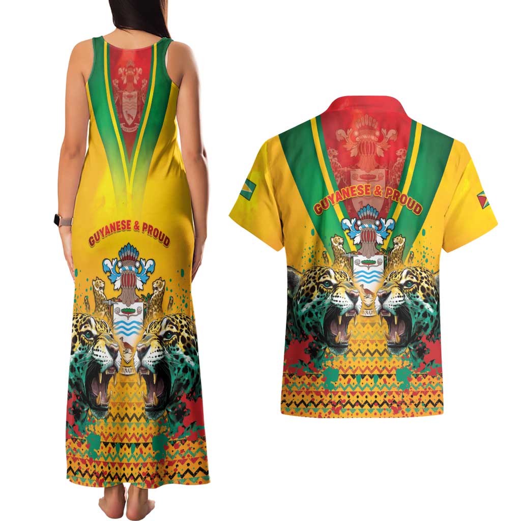 Guyana Emancipation Day Couples Matching Tank Maxi Dress and Hawaiian Shirt Guyanese And Pride - Wonder Print Shop
