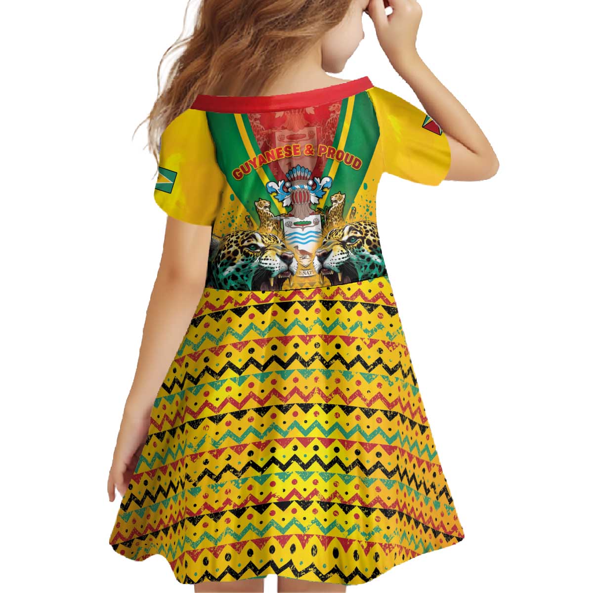 Guyana Emancipation Day Family Matching Off The Shoulder Long Sleeve Dress and Hawaiian Shirt Guyanese And Pride - Wonder Print Shop