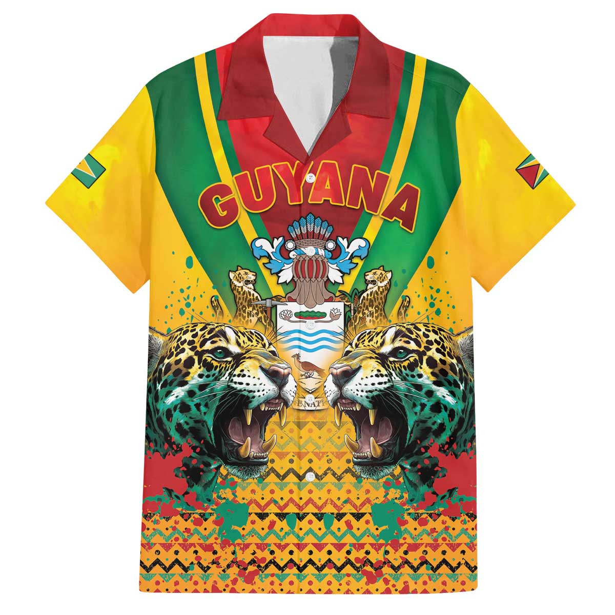 Guyana Emancipation Day Family Matching Off The Shoulder Long Sleeve Dress and Hawaiian Shirt Guyanese And Pride - Wonder Print Shop