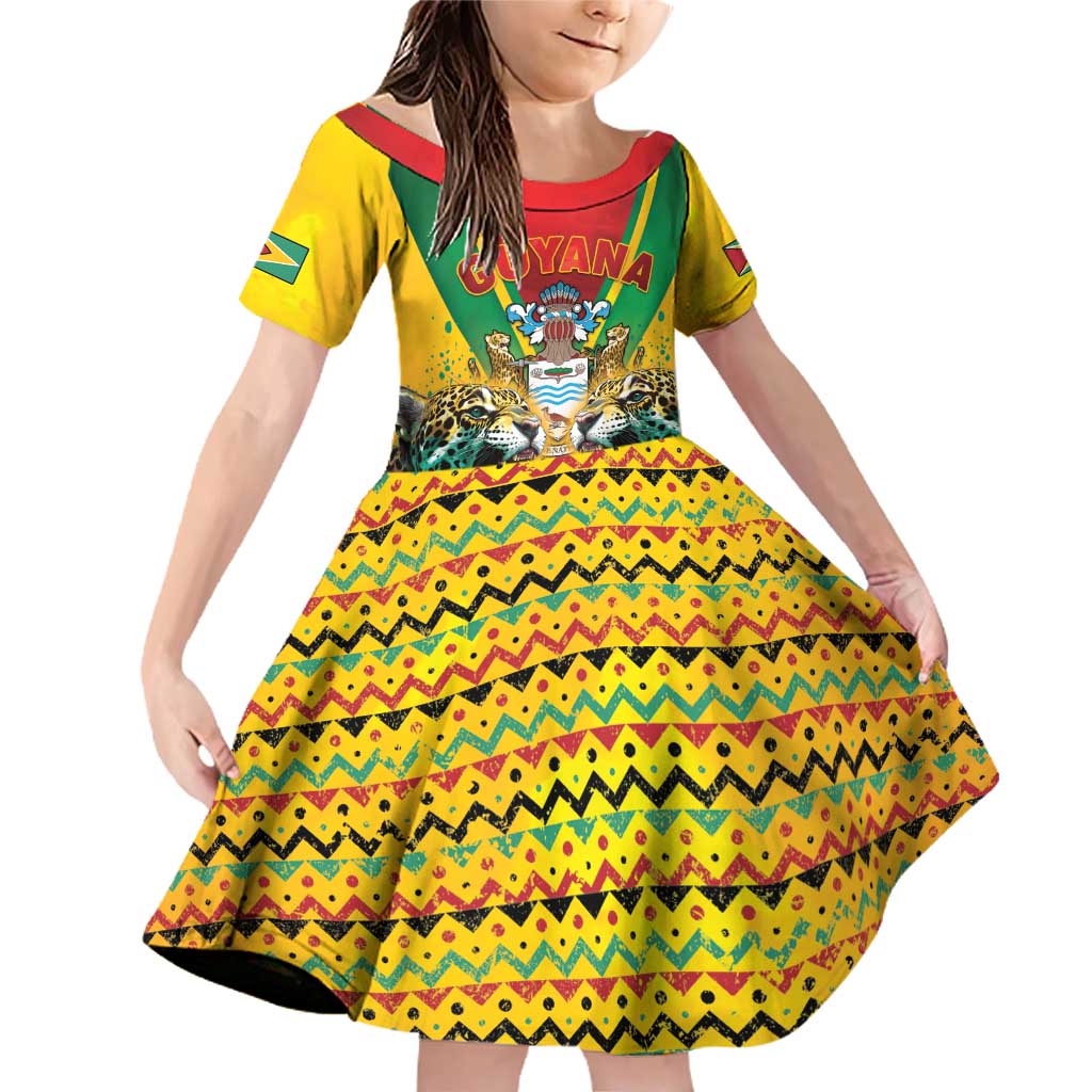 Guyana Emancipation Day Family Matching Off Shoulder Short Dress and Hawaiian Shirt Guyanese And Pride - Wonder Print Shop