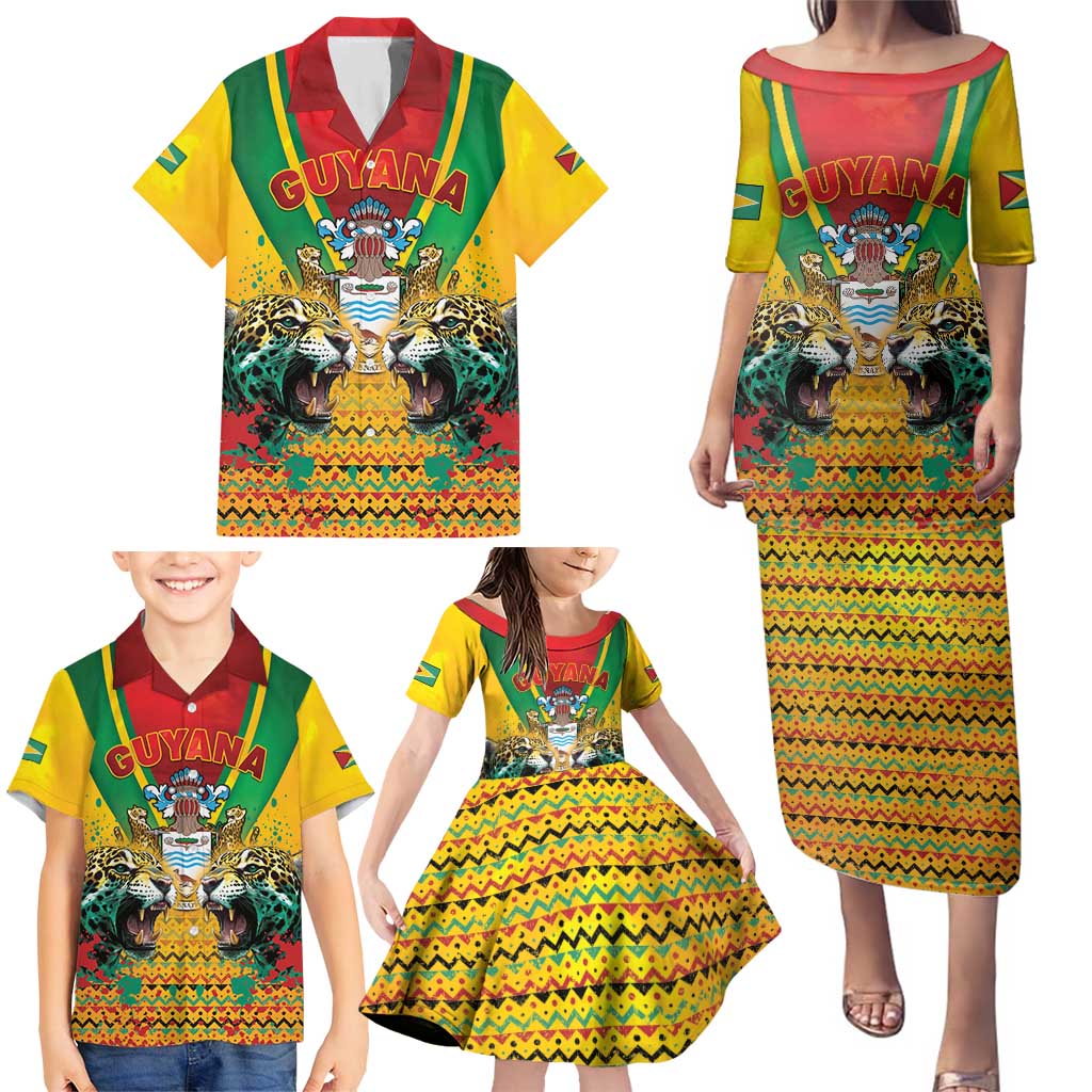 Guyana Emancipation Day Family Matching Puletasi and Hawaiian Shirt Guyanese And Pride - Wonder Print Shop
