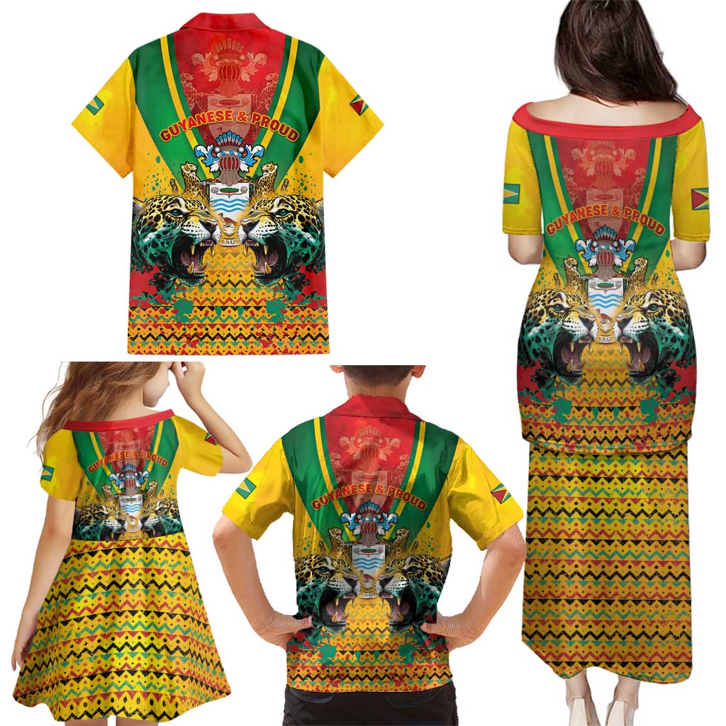 Guyana Emancipation Day Family Matching Puletasi and Hawaiian Shirt Guyanese And Pride - Wonder Print Shop