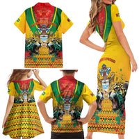 Guyana Emancipation Day Family Matching Short Sleeve Bodycon Dress and Hawaiian Shirt Guyanese And Pride - Wonder Print Shop
