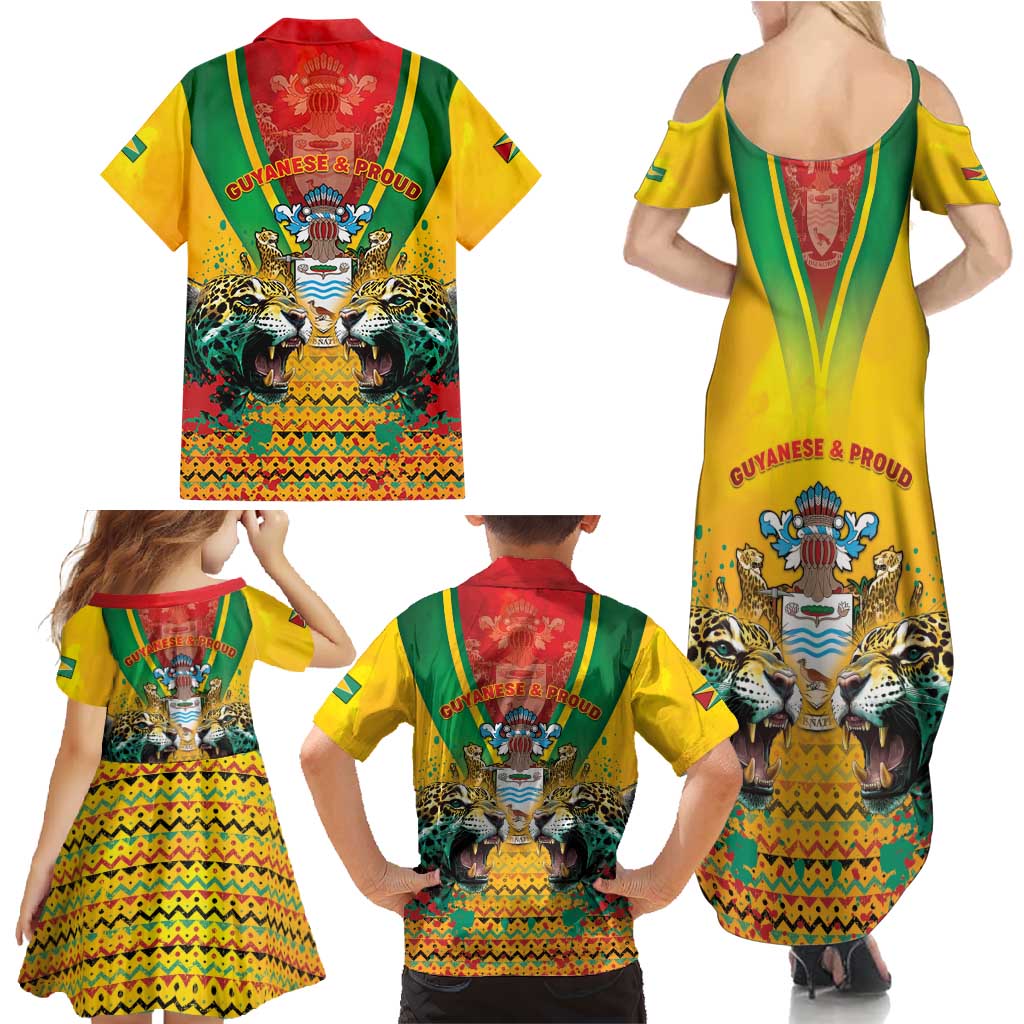 Guyana Emancipation Day Family Matching Summer Maxi Dress and Hawaiian Shirt Guyanese And Pride - Wonder Print Shop