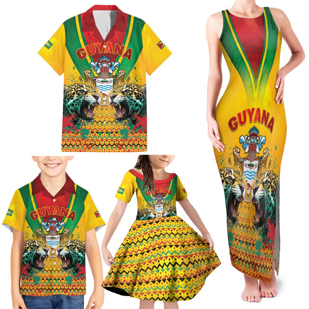 Guyana Emancipation Day Family Matching Tank Maxi Dress and Hawaiian Shirt Guyanese And Pride - Wonder Print Shop