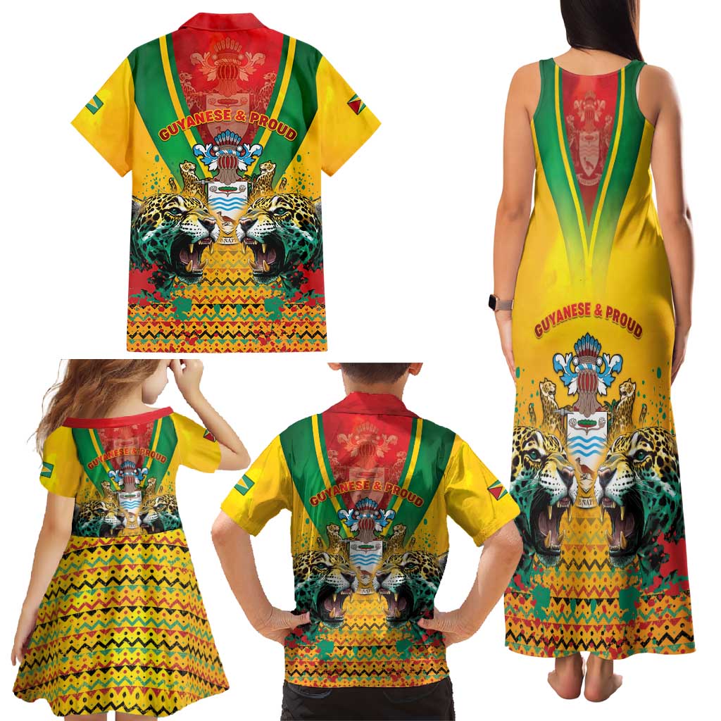 Guyana Emancipation Day Family Matching Tank Maxi Dress and Hawaiian Shirt Guyanese And Pride - Wonder Print Shop