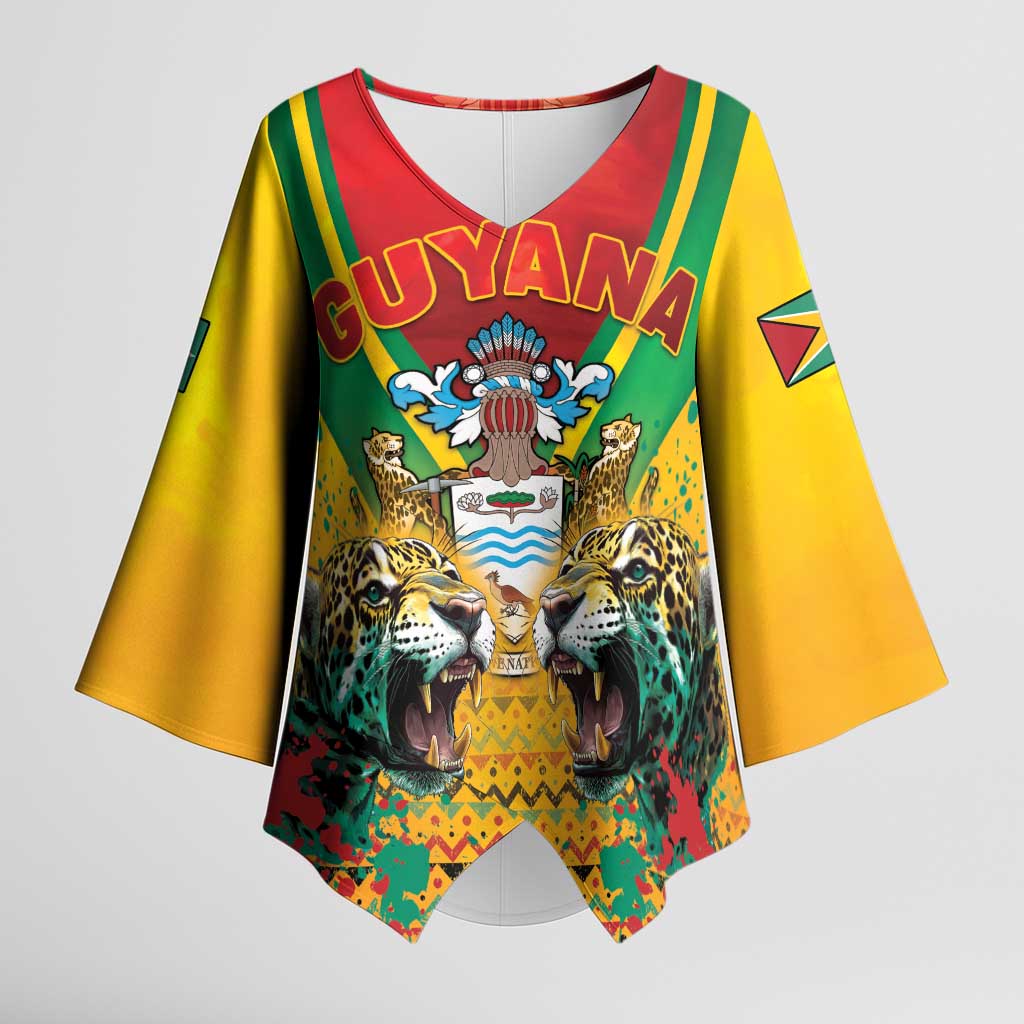 Guyana Emancipation Day Kimono Sleeve Blouse Guyanese And Pride - Wonder Print Shop