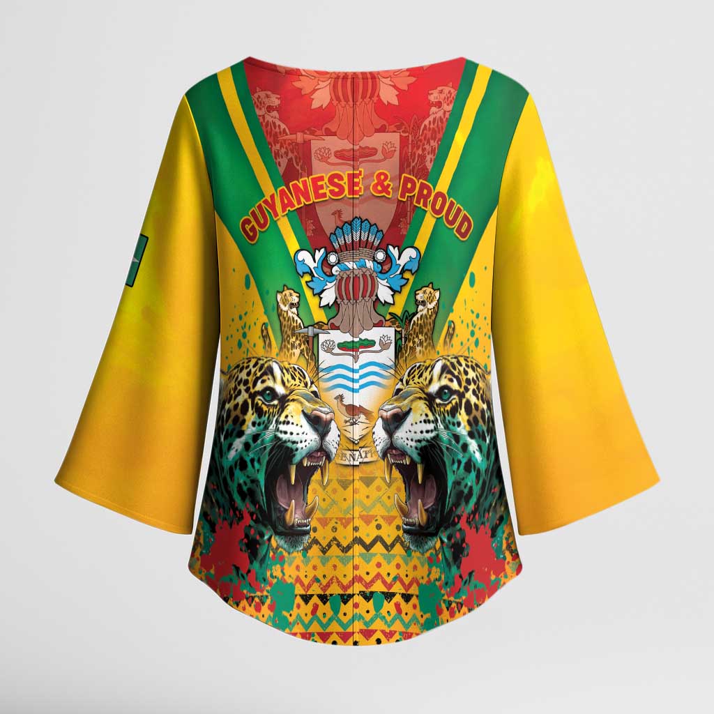 Guyana Emancipation Day Kimono Sleeve Blouse Guyanese And Pride - Wonder Print Shop