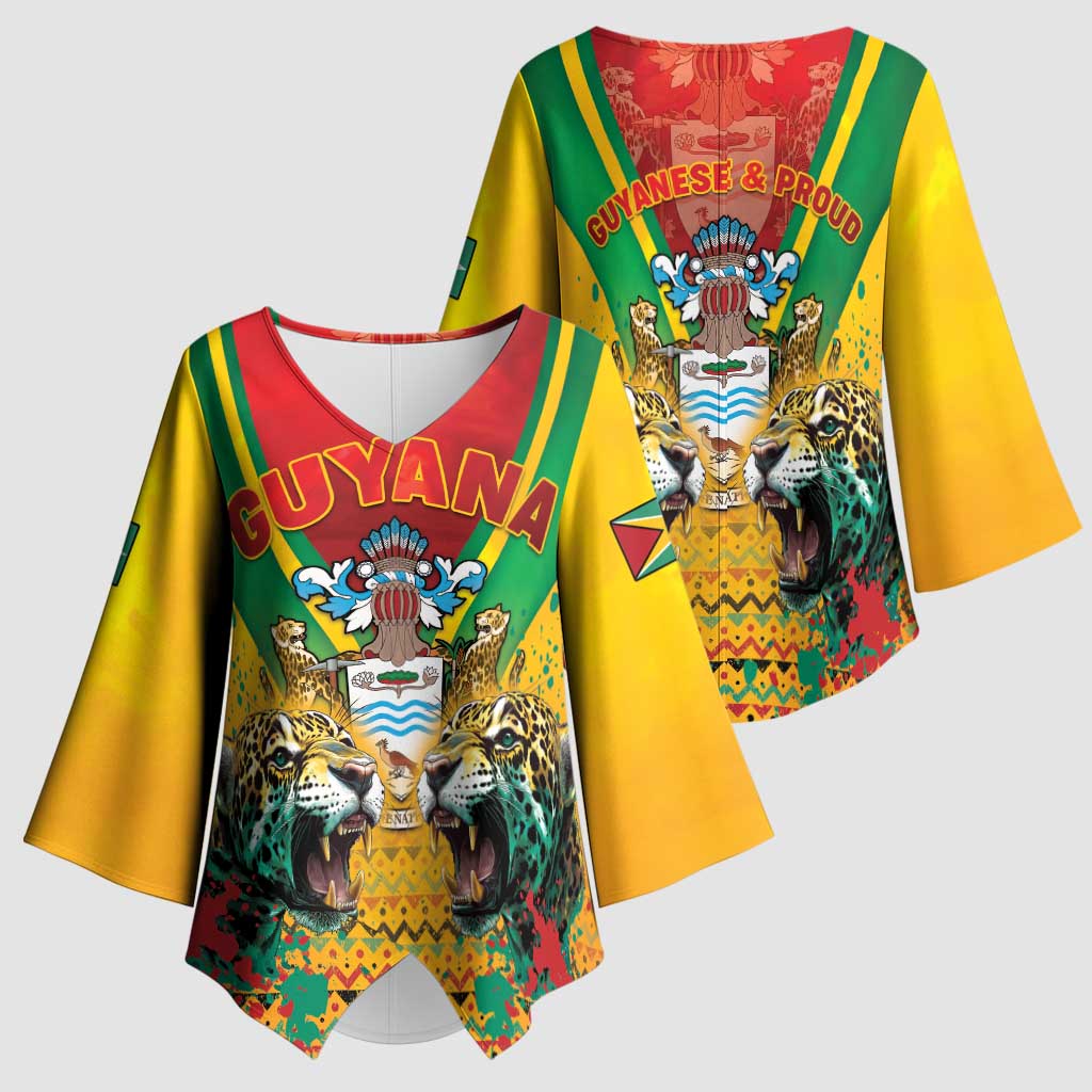 Guyana Emancipation Day Kimono Sleeve Blouse Guyanese And Pride - Wonder Print Shop