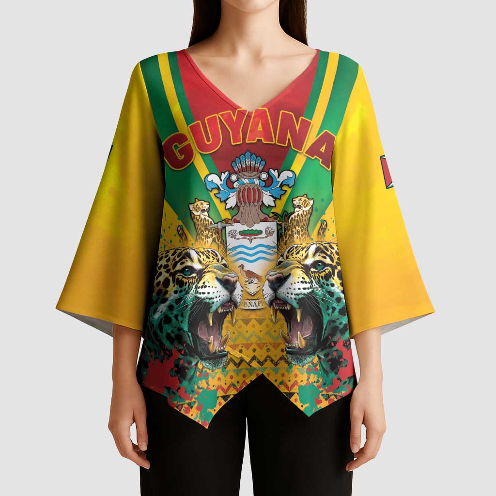 Guyana Emancipation Day Kimono Sleeve Blouse Guyanese And Pride - Wonder Print Shop