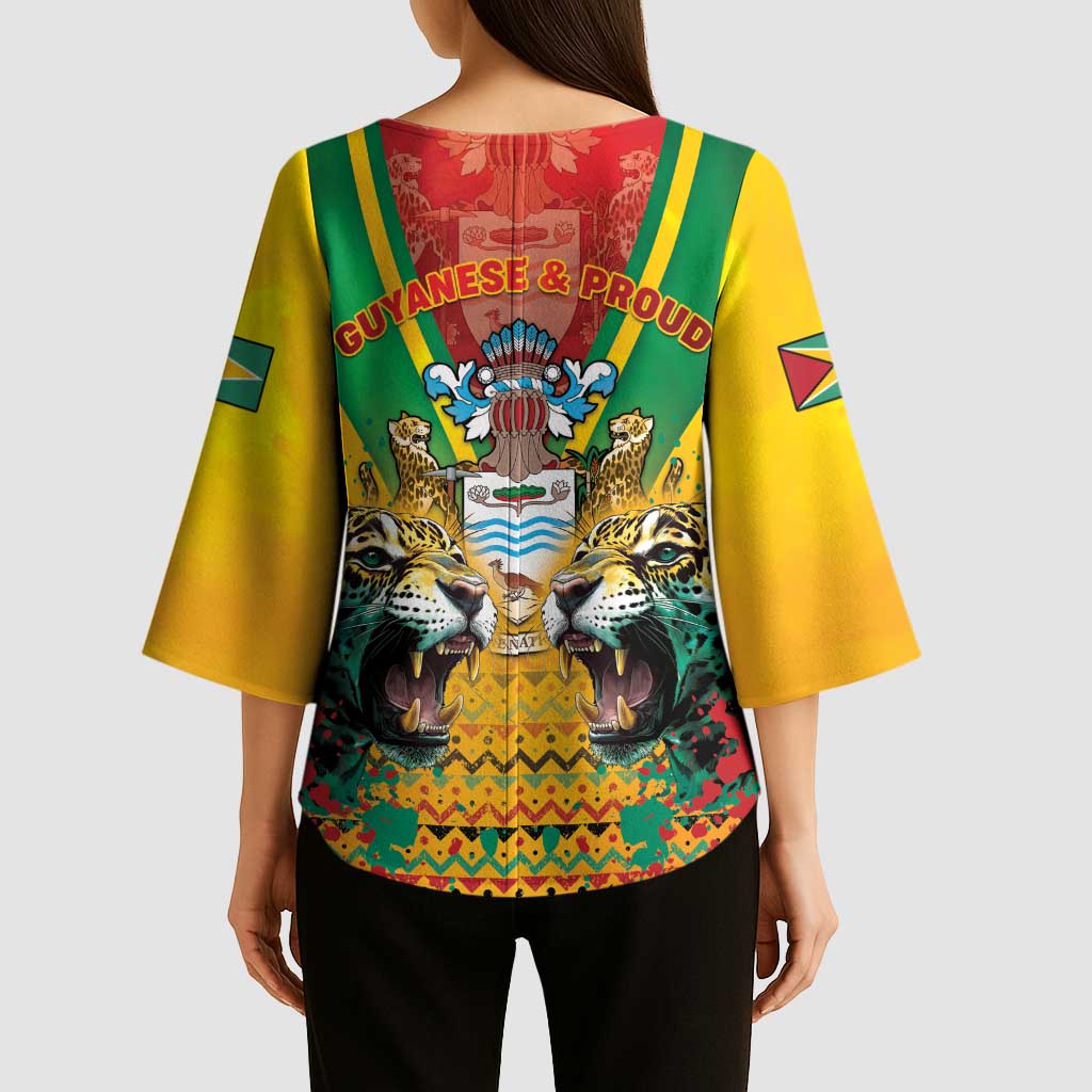Guyana Emancipation Day Kimono Sleeve Blouse Guyanese And Pride - Wonder Print Shop
