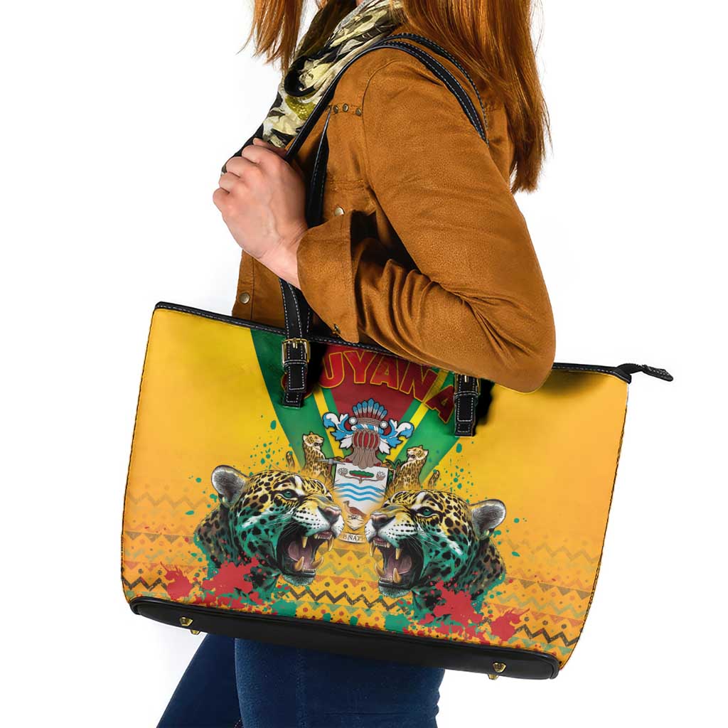 Guyana Emancipation Day Leather Tote Bag Guyanese And Pride - Wonder Print Shop